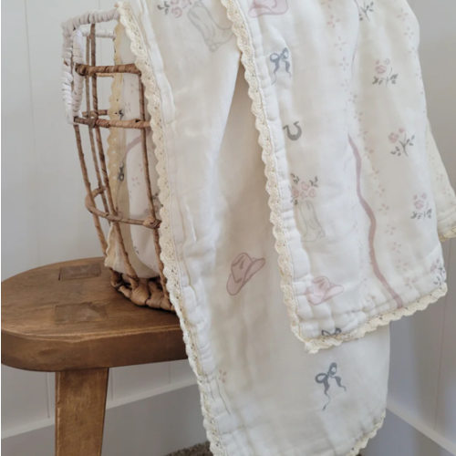 Vintage Cowgirl Gauze Blanket