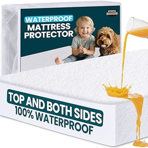 Utopia Bedding Waterproof Mattress Protector Top and Both Sides, Twin Size, Soft and Breathable Dual Sided Terry Mattress Cover, Fitted Style with Stretchable Elastic Pockets