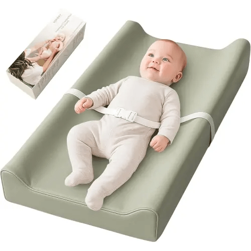 Konssy Vegan Leather Baby Changing Pad, Soft Non-Slip Diaper Changing Pad with Waterproof Wipeable Cover for Nursery Dresser or Table, 32 x 16 inches