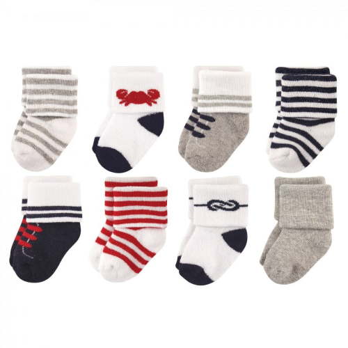 Luvable Friends Baby Boy Newborn and Baby Terry Socks, Nautical, 0-6 Months