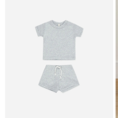 Ribbed Shortie Set Dusty Blue – Quincy Mae