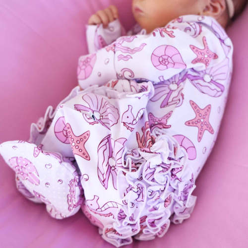 Tiny Tides Ruffle Zipper Footie | Pink