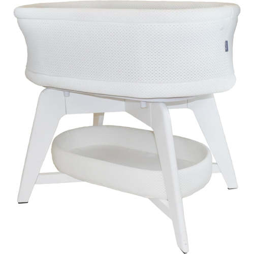 TruBliss Evi Smart Bassinet with Smart Technology, White with White Base