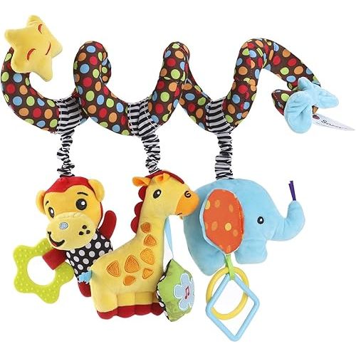 TOYMYTOY Car Seat Stroller Toys Kid Baby Spiral Bed Stroller Toy Monkey Elephant Educational Plush Toy Car Seat Hanging Toys