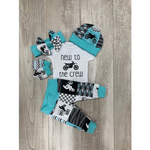 Motocross Baby Girl Outfit: "New to the Crew" Newborn Set