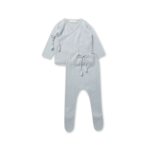 Wrap Top & Leggings Set - Cloud Blue