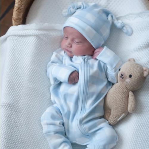 Full Zip Romper Pajamas | Blue Gingham – Sweet June