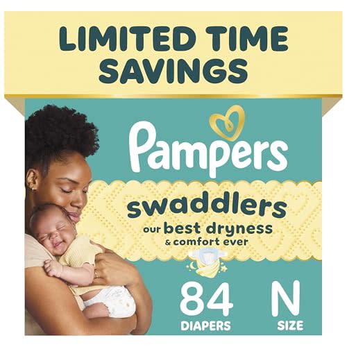 Pampers Swaddlers Diapers, Size 0 (up to 10 lbs), 84 Count, Absorbent, Keeps Baby Dry and Comfortable, Skin Safe Disposable Baby Diaper (Packaging May Vary)
