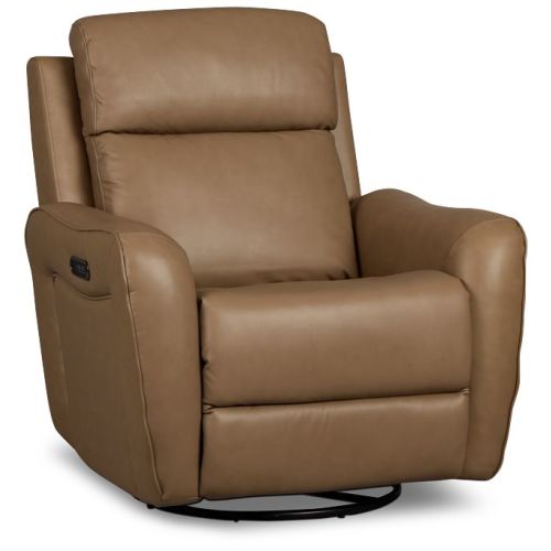 Julian Brown Lthr/vinyl Power Swivel Glider Recliner