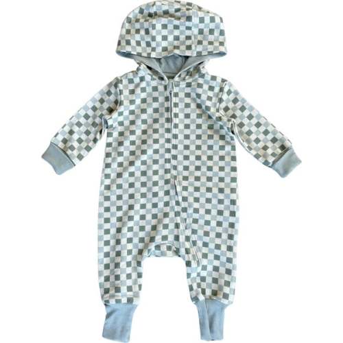 Terry Zip Romper Fern Checkered - Babysprouts | Maisonette