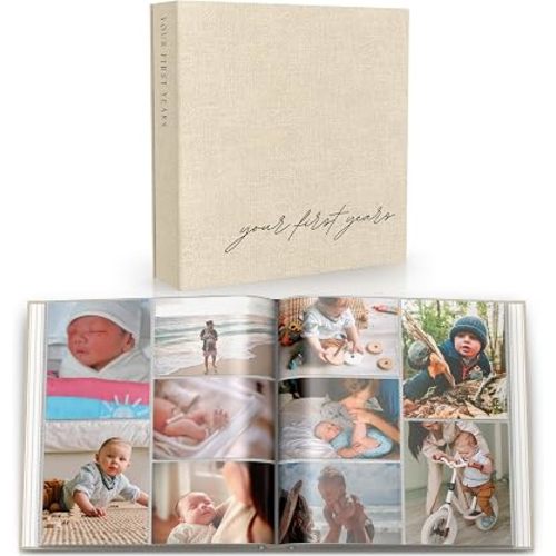 Baby Photo Albums 4x6 Horizontal & Vertical Pictures Linen Baby Scrapbook