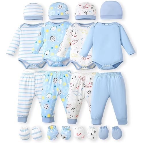 NZRVAWS Newborn Baby Boy Girl Clothes Unisex Preemie Infant Must Have Pants Set Outfits 0-18 Months 20 Pcs Essentials Gift