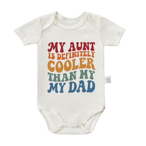 My Aunt is Cooler Than My Dad Bodysuit, Baby Announcement Outfit, Funny Unisex Infant Cotton Short Sleeve Clothing