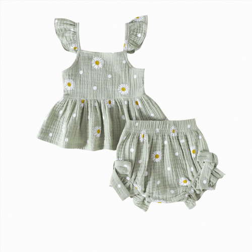 Gibobby Girls Outfit Sets Kids Toddler Baby Spring Summer Print Sleeveless Tops Shorts Outfits Clothes Girls Playtime Sets Size(0-3 Months,Green)