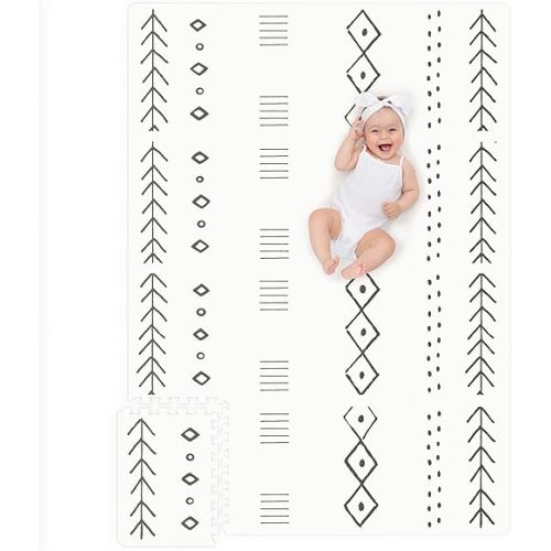 Stylish Baby Play Mat - Soft, Easy to Clean 5.6 x 4 ft. Floor Mat Creates A Safe Play Area for Your Baby Boy or Girl - The Perfect Modern Foam Playmat Fits Nicely with Your Kids Playroom Or Home Decor