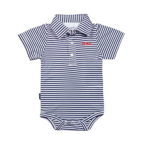 Infant Garb Navy/White Ole Miss Rebels Carson Polo Bodysuit