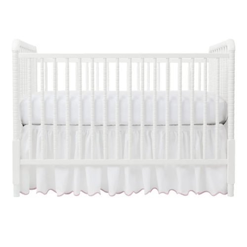 Pink Pique Crib Skirt Short Side
