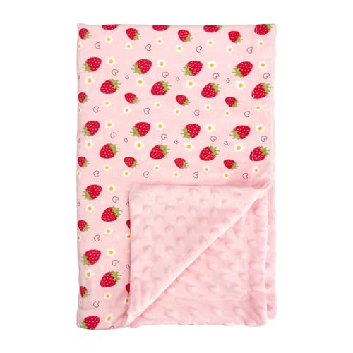 Strawberry Pink Baby Blanket - Ultra Soft, Lightweight & Breathable, Dotted Backing, Plush Nursery Crib Throw for Newborn Infant Toddler, 30x40 Inch
