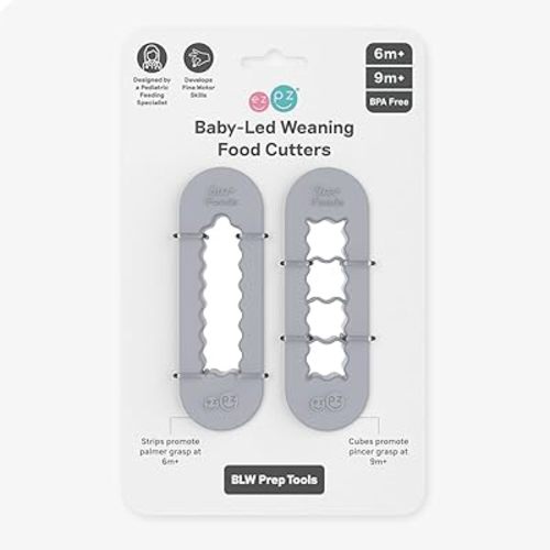 ezpz Baby-Led Weaning Food Cutters (2 pack in Sage) - 6 / 9 Months + - Food Prep for Infants