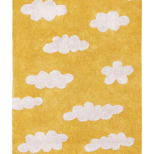 WASHABLE RUG CLOUDS MUSTARD