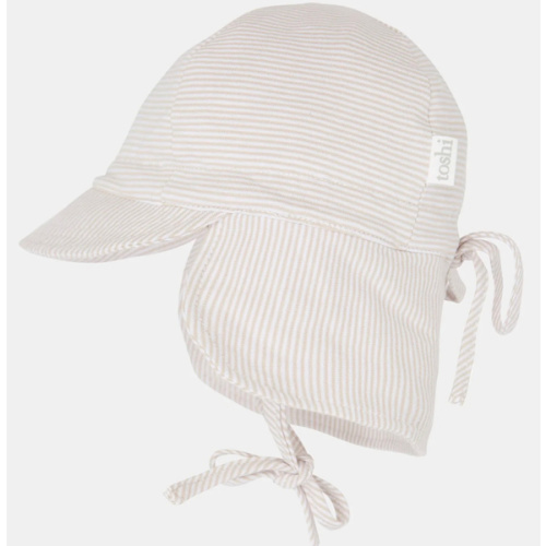 Baby Flap Cap | Beige Stripes | UPF 50+ | Toshi
