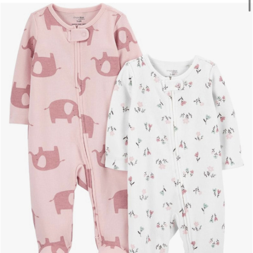 Simple Joys by Carter's Baby Girls' 2-way Zip Thermal Footed Sleep and Play, Pack of 2