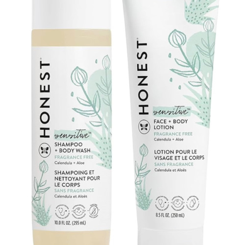 The Honest Company Fragrance Free Bundle for Sensitive Skin | 2-in-1 Cleansing Shampoo + Body Wash and Hydrating Face + Body Lotion | Gentle for Baby + Hypoallergenic | 10 fl oz, 8.5 fl oz