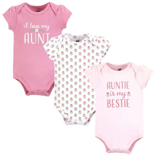 Hudson Baby Unisex Baby Cotton Bodysuits, Auntie Bestie, 9-12 Months