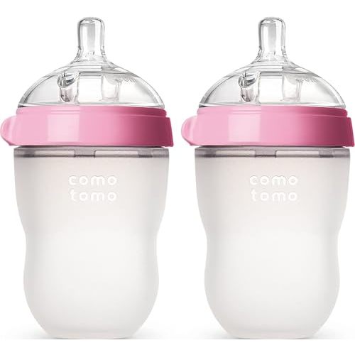 Comotomo Baby Bottle Double Pack, Pink, 8oz