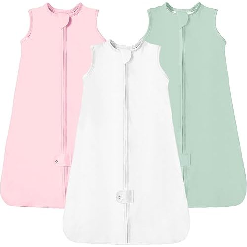 TotAha Sleep Sack 6-12-15 Months 3-Pack, Stretchy, Buttery Soft, Swaddle Transition Sleeping Bag, 2-Way Safe Zippers, Silky Comfort Baby Wearable Blanket for girl boy 0.5 TOG