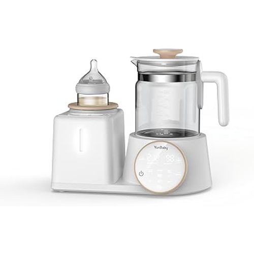 2-in-1 Baby Bottle Warmer & Formula Maker with Electric Kettle, Automatic Rotating Bottle Shaker, Fast Heating Water Warmer with Temperature Control for Formula, Breastmilk & Night Feeding