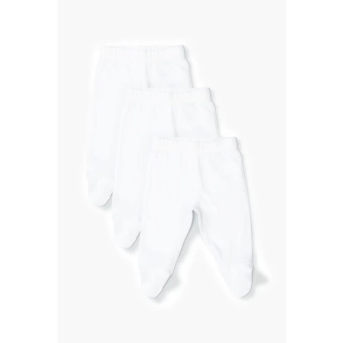 3-Pack Footed Baby Pants - White