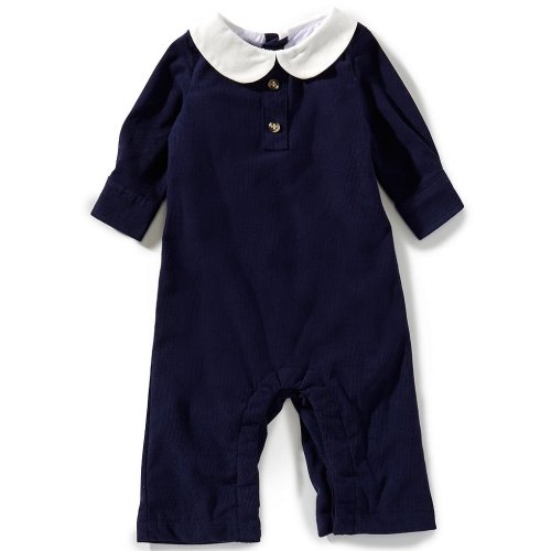 Edgehill Collection Baby Boys Long Sleeve Peter Pan Collar Romper
