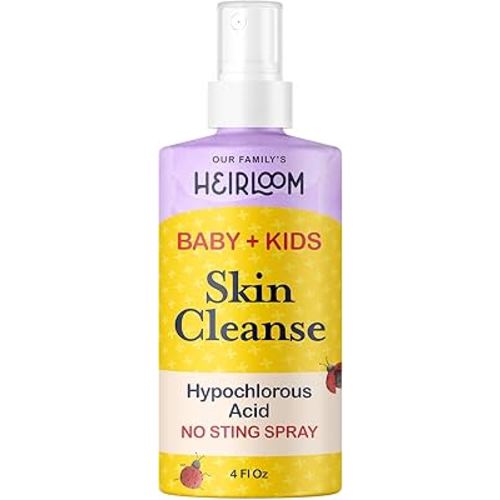 Hypochlorous Acid Spray For Kids - Soothes Diaper Rash, Baby Acne, Eczema, Cuts & Scrapes - Baby & Kids Skin Soothing Spray for Sensitive Skin, Non-Toxic, No Sting, 4 oz