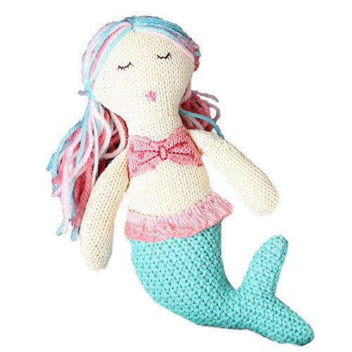 Mon Ami Mermaid Soft Baby Rattle Toy for Ages 6 Months+, 8” Plush Stuffed Animal Rattle Toys for Infants & Toddlers - Baby Rattle with Sound