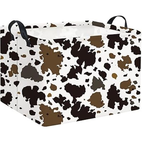 HIYAGON Rectangular Cow Basket Kids Basket Baby Storage Bin Toy Basket Organizer Box for Boys Room Decor(Cow)