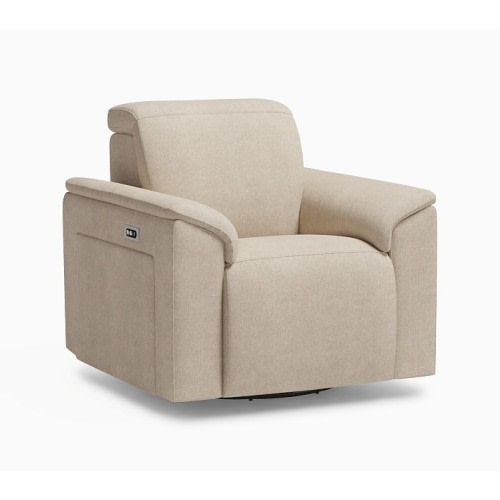 Cozy Storage Power Recliner Performance Heathered Basketweave Taupe