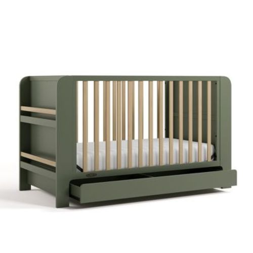 Graco Read-with-Me 4-in-1 Convertible Crib with Drawer Olive/Driftwood