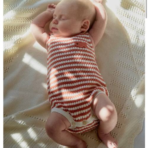 EMBROIDERED FISH STRIPED KNIT ROMPER - Ecru | ZARA United States