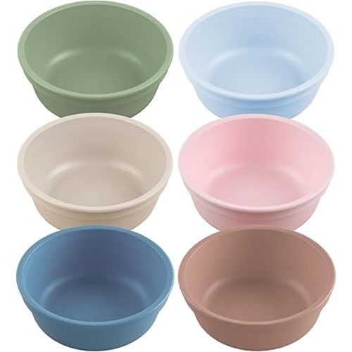 Re-Play 12 oz. Toddler Bowls Set of 6 - Kids Deep-Walled, Durable & Reusable Snack and Meal Bowls, Dishwasher & Microwave Safe, BPA-Free, Made in USA from Recycled Plastic, Meadow
