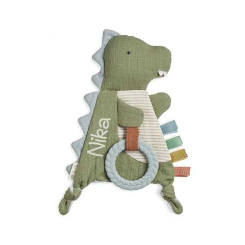Personalized Dino Crinkle Toy Baby Lovey Gift: Baby name security blanket, custom newborn lovie