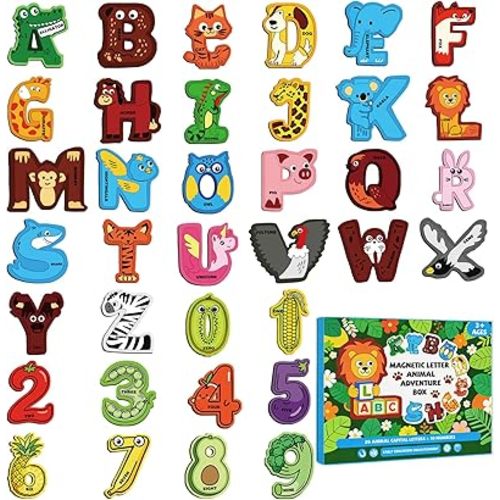 Magnetic Letters and Numbers Animal Cute Fridge Magnets ABC Alphabet Magnets for Toddlers Refrigerator Magnets for Kids Preschool Spelling and Learning