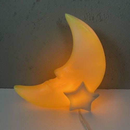Vintage Crescent Moon Face Star Lamp Night Light Nursery Kids Room WORKING