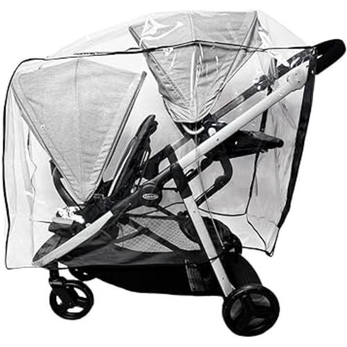 SASHA'S Rain and Wind Cover for Graco Ready2Grow LX 2.0 Double Stroller, Clear, Ventilation Holes, Maximum Coverage Made in USA (Stroller not Included)