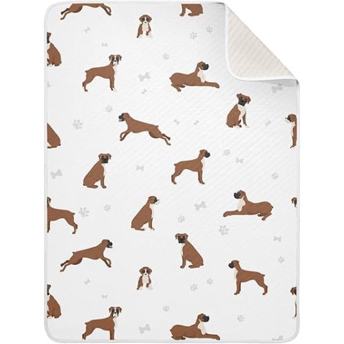 Swaddle Blanket Boxer Dog Cotton for Infants, Receiving Lightweight Soft Swaddling for Crib, Stroller, Nursery, Puppy, 30x40 in