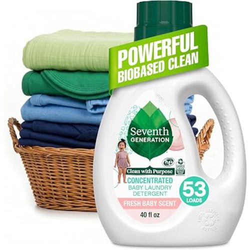 Seventh Generation Concentrated Baby Laundry Detergent, Stain Fighting Formula, Fresh Scent, 40 oz (53 Loads)