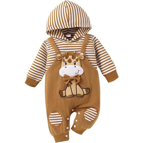 Baby Boy Clothes Newborn Hoodie Romper Fall Winter One-piece Outfit Infant Cute Cartoon Clothing Set 0-18 Months