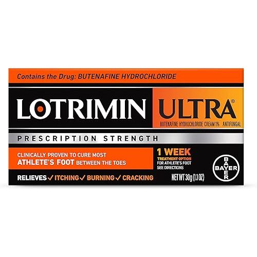 Lotrimin Ultra 1 Week Athlete's Foot Treatment, Prescription Strength Butenafine Hydrochloride 1%, Cures Most Athlete’s Foot Between Toes, Cream, 1.1 Oz