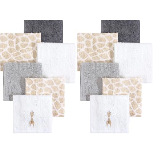 Hudson Baby Unisex Baby Super Soft Cotton Washcloths, Giraffe, One Size (Pack of 2)