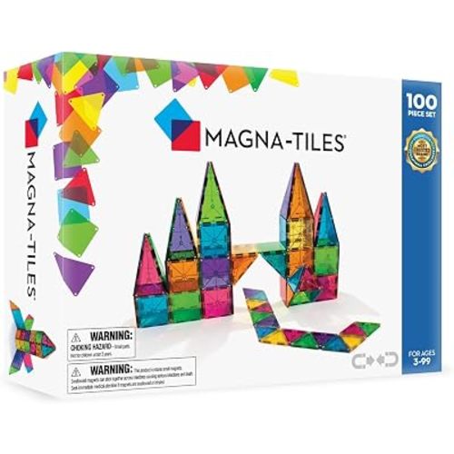 MAGNA-TILES Classic 100-Piece Magnetic Construction Set, The Original Magnetic Building Brand
